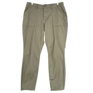 Banana Republic Olive Green Patch‎ Zipper Button Belt Utility Pants Size 12